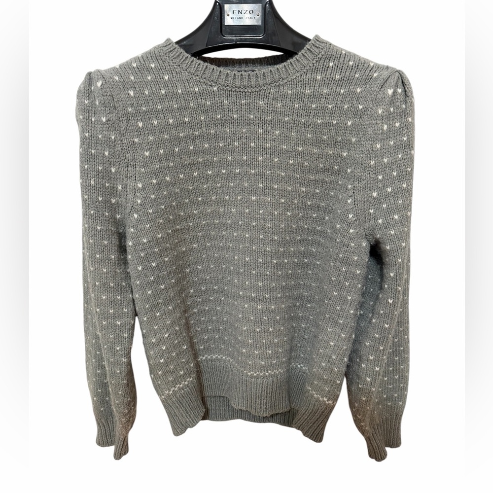 Ann Taylor Gray Dotted Jacquard Sweater – Size Medium
